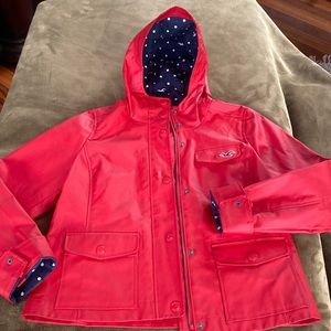 Youth Girls Red Hollister Rain Jacket size medium